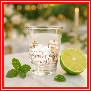 Wir können kaum warten Cub Brown Babyparty Schnapsglas