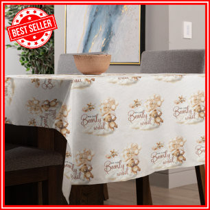 Wir können kaum warten Cub Brown Babyparty Tischdecke