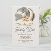 "Wir können kaum warten" Einladung der Baby-Dusche (Stehend Vorderseite)