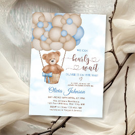 Wir können kaum warten Heißluftballon-Baby-Party Einladung
