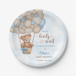 Wir können kaum warten Heißluftballon-Baby-Party Pappteller