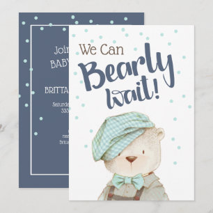 Wir können kaum warten, Junge Woodland-Bär-Baby-Pa Einladung