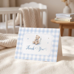Wir können kaum warten Klassischer Teddy Blau Cust Dankeskarte