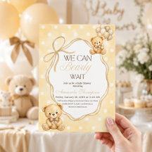 Wir können kaum warten Neutrales Teddybär-Baby-Par