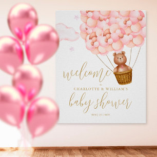 Wir können kaum warten Pink Baby Shower Willkommen Poster