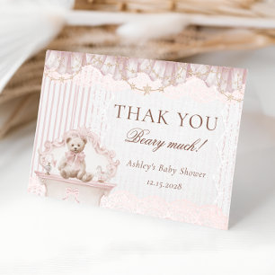 Wir können kaum warten Rosa Baby Shower Dankeskart Dankeskarte