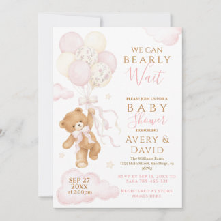 Wir können kaum warten Rosa Babyparty Mädchen Einladung