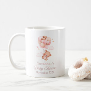 Wir können kaum warten Rosa Ballons Babyparty Kaffeetasse
