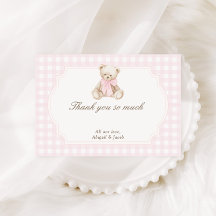 Wir können kaum warten Rosa Gingham Teddybär Baby