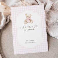Wir können kaum warten Rosa Gingham Teddybär Baby