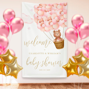 Wir können kaum warten Rosa Mädchen-Baby-Party-Wil Banner