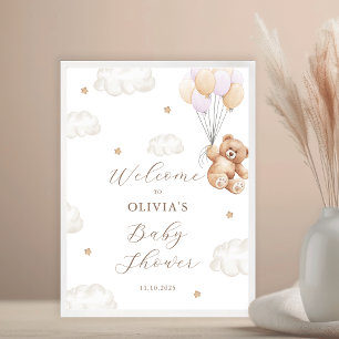 Wir können kaum warten Rosa Mädchen Baby Shower Be Poster
