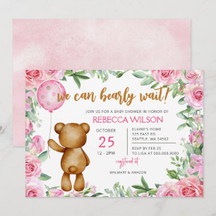Wir können kaum warten Rosa Mädchen Baby Shower Einladung