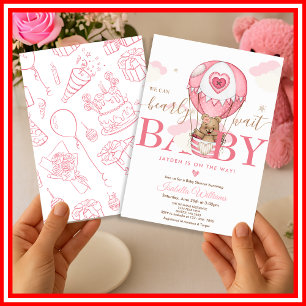 Wir können kaum warten Rosa Mädchen Baby Shower Einladung