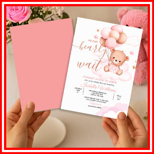 Wir können kaum warten Rosa Mädchen Baby Shower Einladung
