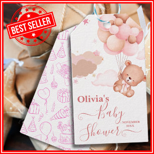 Wir können kaum warten Rosa Mädchen Baby Shower Geschenkanhänger