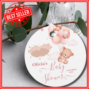 Wir können kaum warten Rosa Mädchen Baby Shower Geschenkanhänger