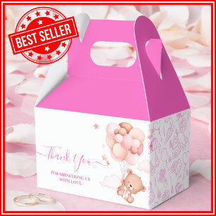Wir können kaum warten Rosa Mädchen Baby Shower Geschenkschachtel