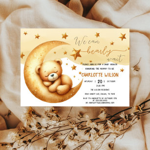 Wir können kaum warten Süßer Babybär Baby-Party Einladung