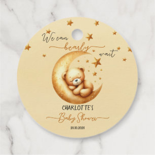 Wir können kaum warten Süßer Babybär Baby-Party Geschenkanhänger