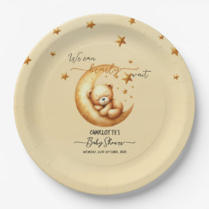 Wir können kaum warten Süßer Babybär Baby-Party Pappteller