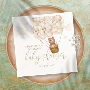 Wir können kaum warten Teddy Bär Baby-Party Serviette