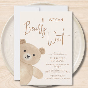 Wir können kaum warten Teddy Bär Baby Shower Einladung