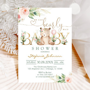 Wir können kaum warten Teddybär-Baby-Party Einladung