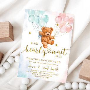 Wir können kaum warten Teddybär-Baby-Party Einladung