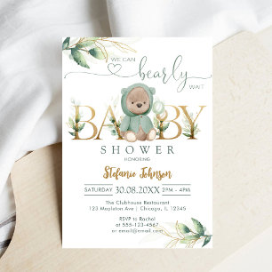 Wir können kaum warten Teddybär Baby Shower Einladung