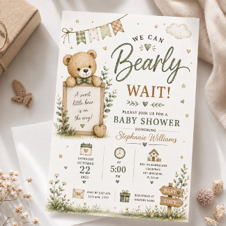 Wir können kaum warten Teddybär Baby Shower Einladung