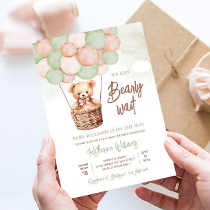 Wir können kaum warten Teddybär Baby Shower Einladung