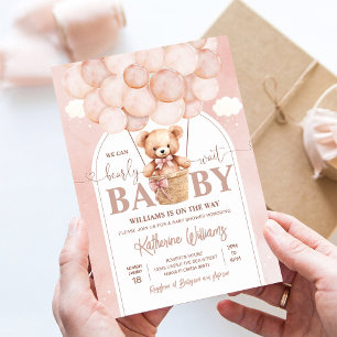 Wir können kaum warten Teddybär Baby Shower Einladung