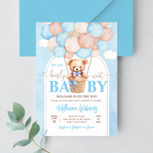Wir können kaum warten Teddybär Baby Shower Einladung