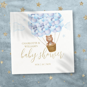 Wir können kaum warten Teddybär Blau Junge Baby-Pa Serviette