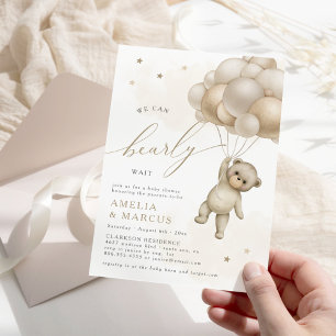 Wir können kaum warten Teddybär Neutrale Dusche Einladung