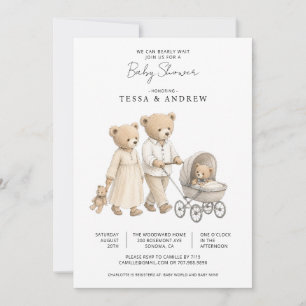 Wir können kaum warten Wasserfarbe Teddybären Einladung