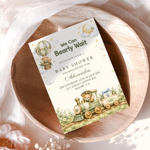 Wir können kaum warten Zug Baby Shower Einladung