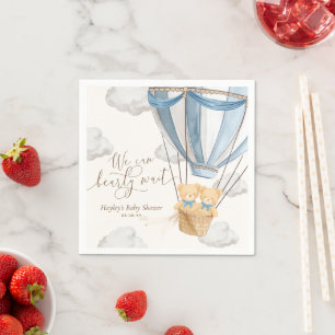 Wir können kaum warten Zwillinge Baby Shower Serviette