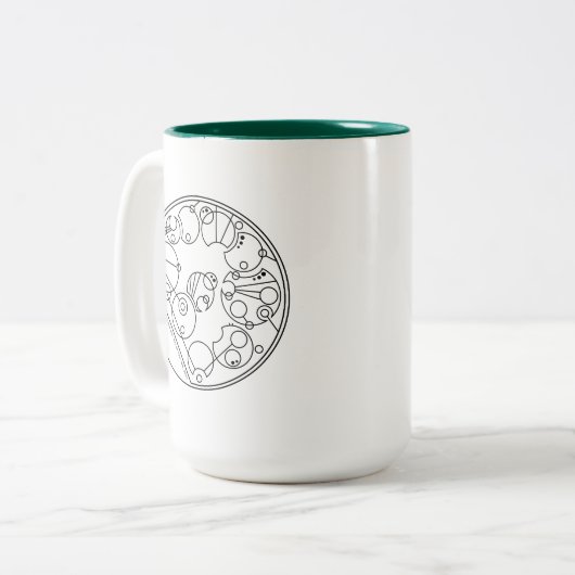 Wir können nicht Ibuprofen - Circular Gallifreyan Zweifarbige Tasse (Vorderseite Links)