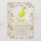 Wir können Pear Wait Birne Baby Dusche warten Einladung (Vorne/Hinten)