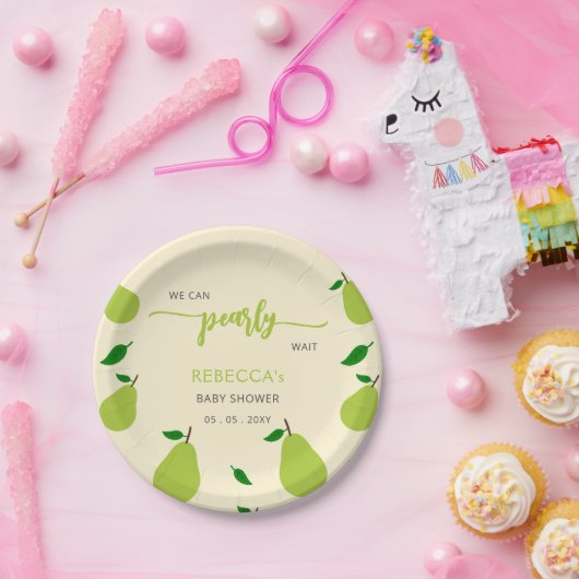Wir können Pear Wait Birne Baby Dusche warten Pappteller (Party)