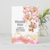 Wir können schon Abstrakt auf Rosa und Gold warten Dankeskarte (Stehend Vorderseite)