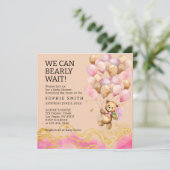 Wir können schon Abstrakt auf Rosa und Gold warten Einladung (Stehend Vorderseite)