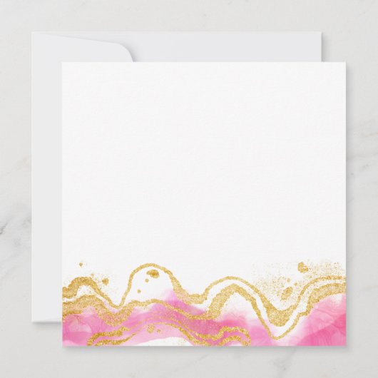 Wir können schon Abstrakt auf Rosa und Gold warten Einladung (Rückseite)