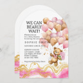 Wir können schon Abstrakt auf Rosa und Gold warten Einladung (Vorne/Hinten)