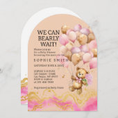 Wir können schon Abstrakt auf Rosa und Gold warten Einladung (Vorne/Hinten)