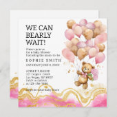 Wir können schon Abstrakt auf Rosa und Gold warten Einladung (Vorne/Hinten)