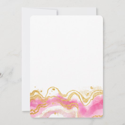 Wir können schon Abstrakt auf Rosa und Gold warten Einladung (Rückseite)