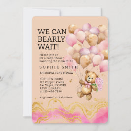 Wir können schon Abstrakt auf Rosa und Gold warten Einladung